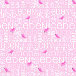 Personalised Name Fabric - Pink Birds