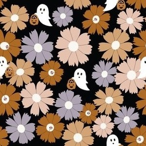 Medium Scale // Lavender Pink and Brown Halloween Ghost Candy Trick or Treat  on Midnight Black