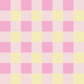 Medium Pastel Piglet Pink and Butter Yellow Gingham