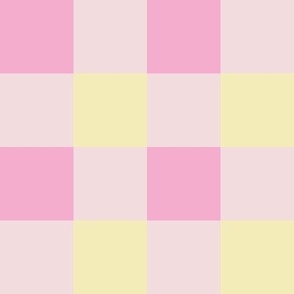 Large Pastel Piglet Pink and Butter Yellow Gingham