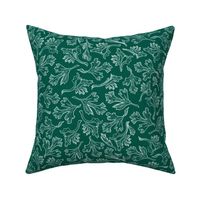 Floral Leaves Line Drawings, Jungle Green