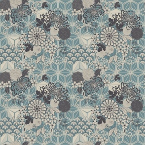 Floral Geometry Grey Small scale 9''