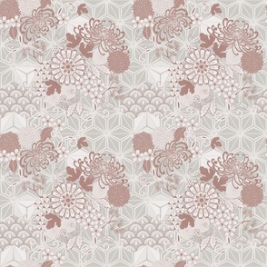 Floral Geometry Light Grey Small scale 9''