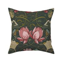 Romantic water lilies green - M