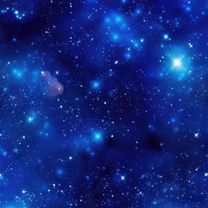 Dark Blue Starry Night Sky Watercolor Galaxy Seamless Pattern