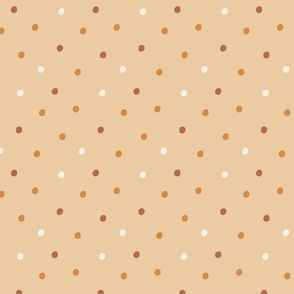 Imperfect  Spot  Brown, Cream and Rust Orange Dots on Warm Sand Brown  Cozy Cottage Collection