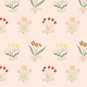Woodland Wildflowers on Pale Soft Pink  Cozy Cottage Collection