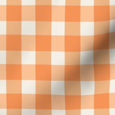 Gingham Check Amber Orange Plaid on Ecru White  Cozy Cottage Collection