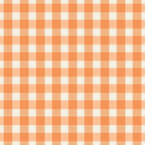 Gingham Check Amber Orange Plaid on Ecru White  Cozy Cottage Collection