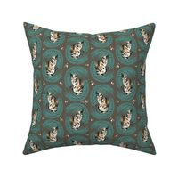 Calico Cat & Palm Fronds – Gold & Turquoise