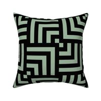 Concentric Overlapping Squares 2 in Sage Green and Black