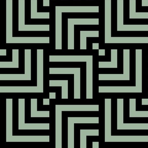 Concentric Overlapping Squares 2 in Sage Green and Black