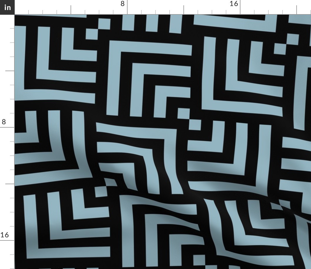 Concentric Overlapping Squares 2 in Pewter Blue and Black