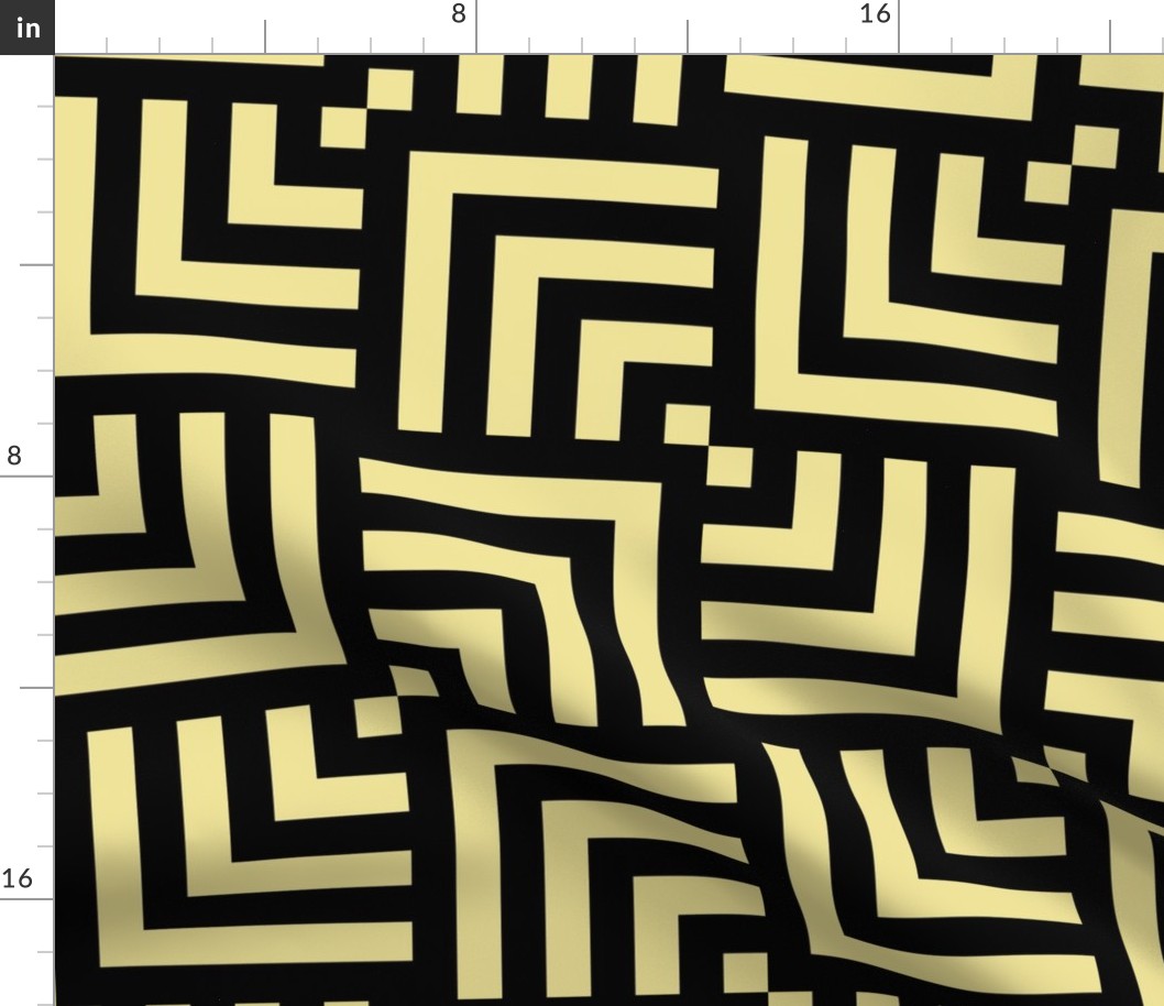 Concentric Overlapping Squares 2 in Yellow and Black