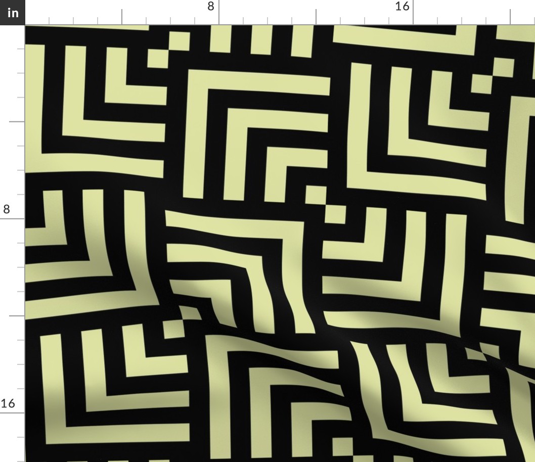 Concentric Overlapping Squares 2 in Greenish Yellow and Black