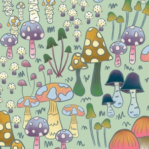 Gradient mushrooms in green - Large