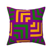 Concentric Overlapping Squares in Mardi Gras Green Purple and Gold
