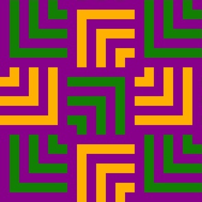 Concentric Overlapping Squares in Mardi Gras Green Purple and Gold