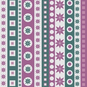 Geometric Ribbons - Vintage Green and Pink