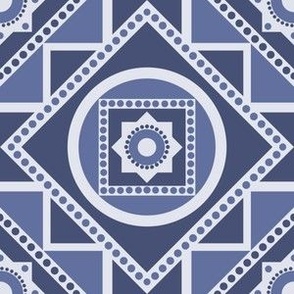 Bold Geometric Mandala - Shades of Blue