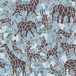 Abstract animals - Blue and Brown