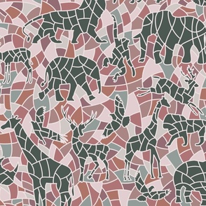 Abstract animals - Pink and Green