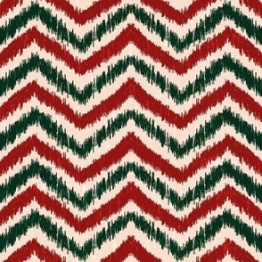 Zig Zag Ikat - Green and Red