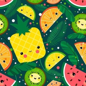 Kawaii Tropical Fruits Pattern