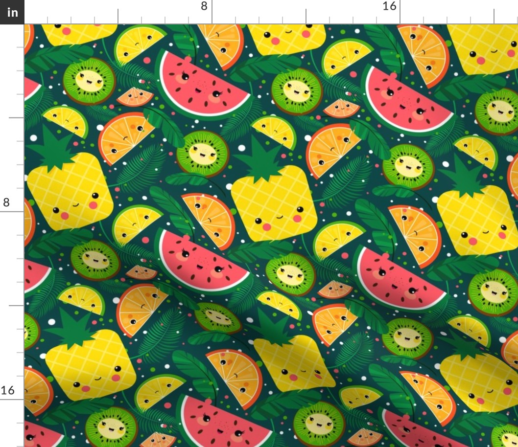 Kawaii Tropical Fruits Pattern