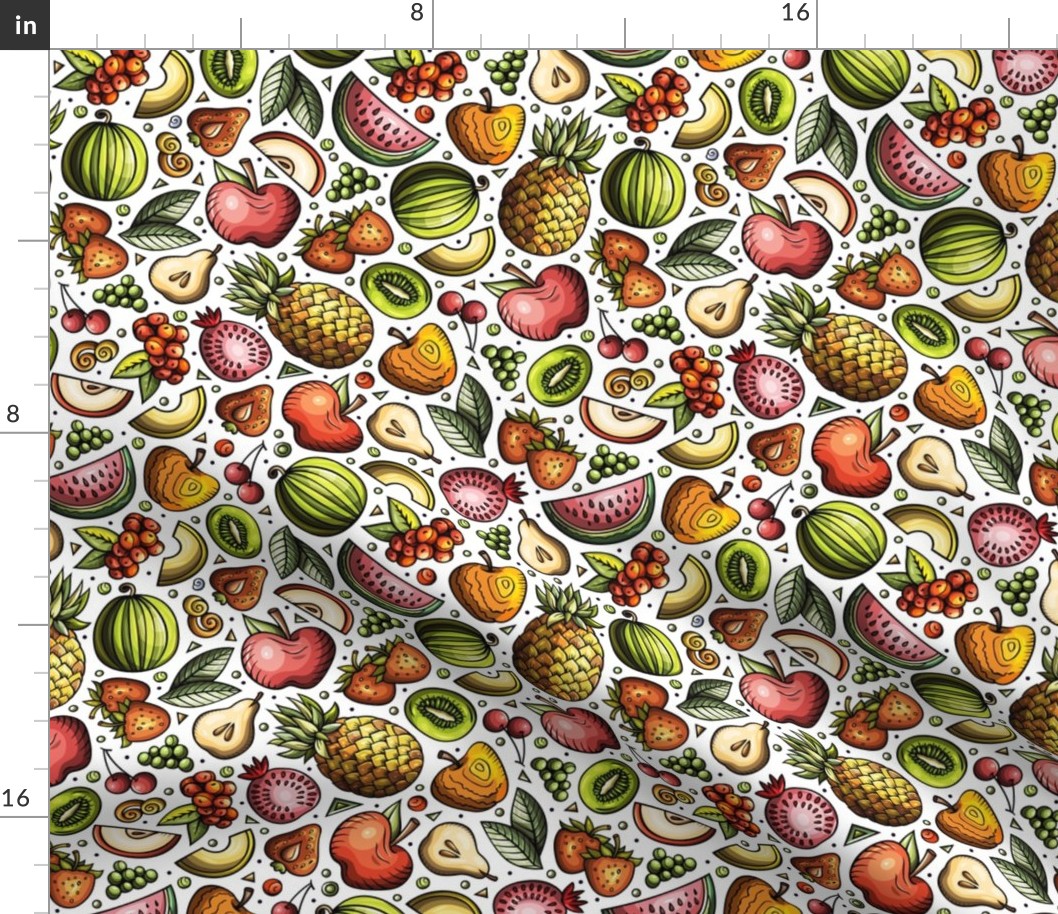 Tropical fruits cartoon doodle