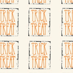 TRICKORTREAT16X16 orange cream halloween kids trick or treat haunt