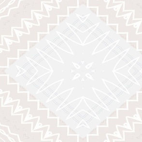 Crisp White-on-While, Silver, Off-Whites, Cream Geometrical Design