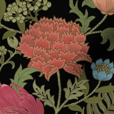 Romantic Garden Cray Bright William Morris black 