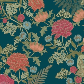 Romantic Garden Cray Bright William Morris Teal