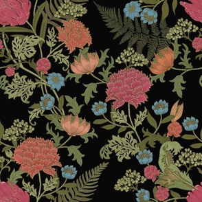 Small Romantic Garden Cray Bright William Morris black darker