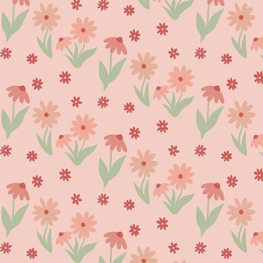 Light pink daisy Flower Fabric: pink Background, Floral Pattern