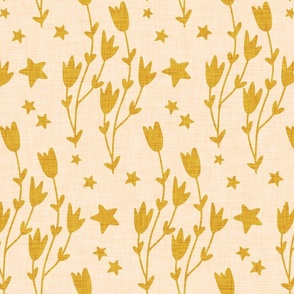 Dream Night Floral And Star Yellow