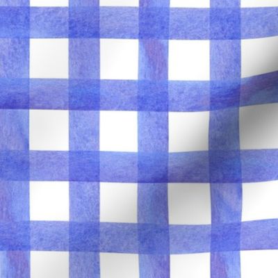 watercolor gingham plaid in violet blue