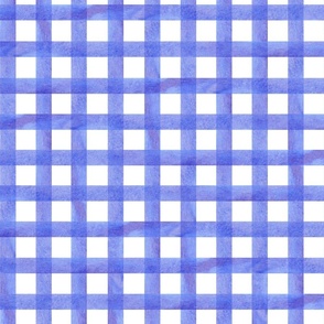 watercolor gingham plaid in violet blue
