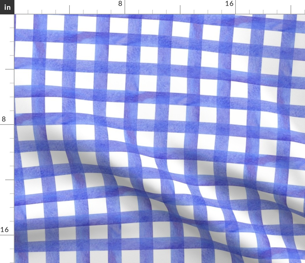 watercolor gingham plaid in violet blue