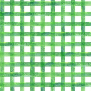watercolor gingham plaid in  green