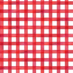 watercolor gingham plaid in red
