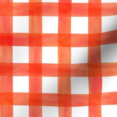 watercolor gingham plaid in orange