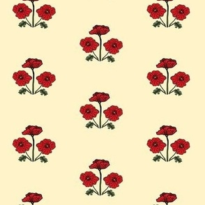 Red Poppies on butter yellow background