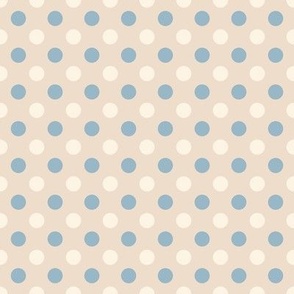 Blue and White Polka Dots on a Beige Background