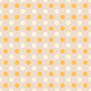 Yellow and White Polka Dots on a Beige Background