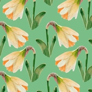 Watercolor Daffodils | Lime Green | Small Scale