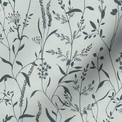 Monochrome botanicals dark green medium scale