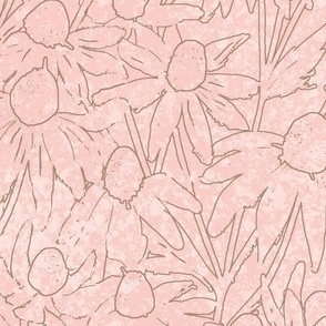 Barbie girls field of flowers over garden pod_ wallpaper for joy and peace _ breeze line art daisies on soft acqua fresh background