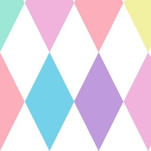 harlequin pastel rainbow diamond pattern large || geometric  shapes